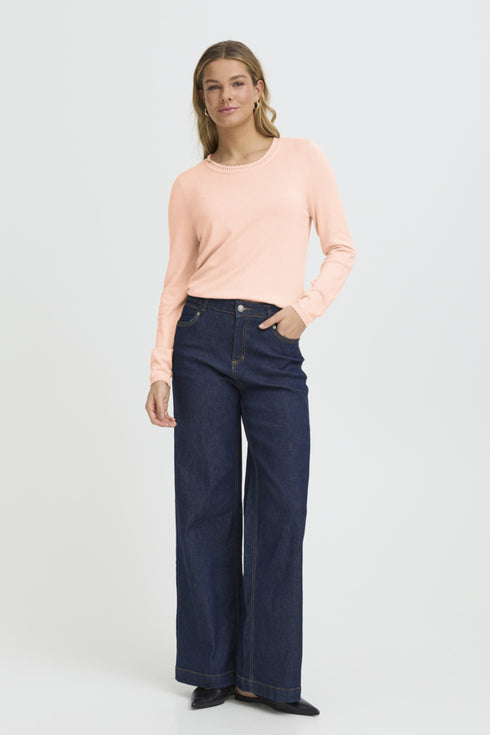 Fransa FRMARY Long Sleeve Scallop Detail Knit – Rose Smoke – 20617455