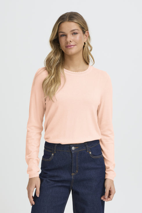 Fransa FRMARY Long Sleeve Scallop Detail Knit – Rose Smoke – 20617455