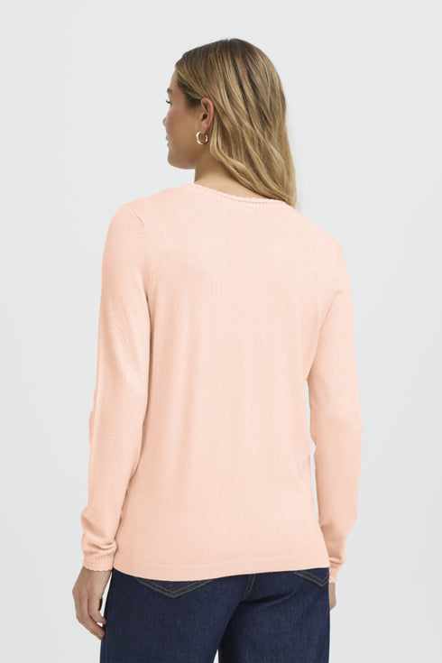 Fransa FRMARY Long Sleeve Scallop Detail Knit – Rose Smoke – 20617455