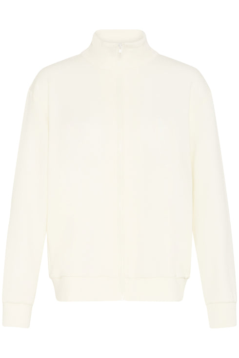Fransa FRAURORA Soft-Touch Full-Zip Long Sleeve Sweatshirt – Whisper White – 20617465
