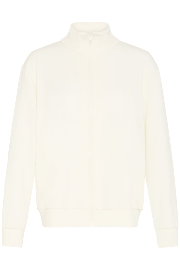 Fransa FRAURORA Soft-Touch Full-Zip Long Sleeve Sweatshirt – Whisper White – 20617465
