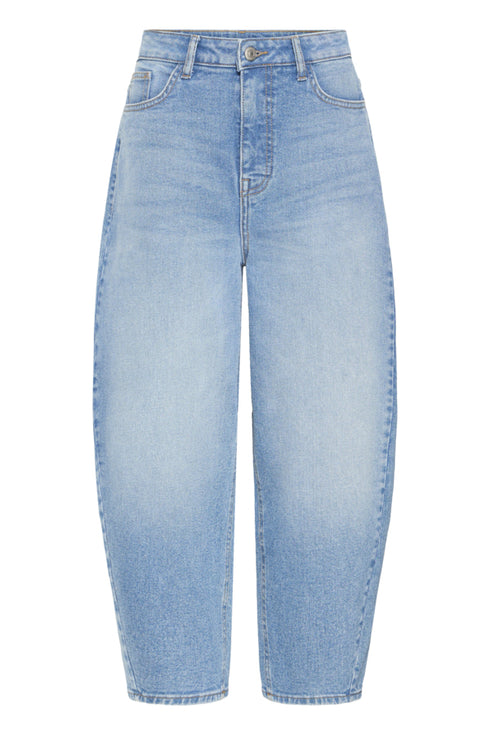 Fransa Womens Mid Blue Denim FRLORELEI Barrel Leg 7/8 Jeans 20617543
