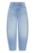 Fransa Womens Mid Blue Denim FRLORELEI Barrel Leg 7/8 Jeans 20617543