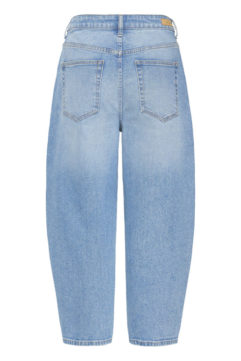 Fransa Womens Mid Blue Denim FRLORELEI Barrel Leg 7/8 Jeans 20617543