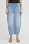 Fransa Womens Mid Blue Denim FRLORELEI Barrel Leg 7/8 Jeans 20617543