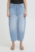 Fransa Womens Mid Blue Denim FRLORELEI Barrel Leg 7/8 Jeans 20617543