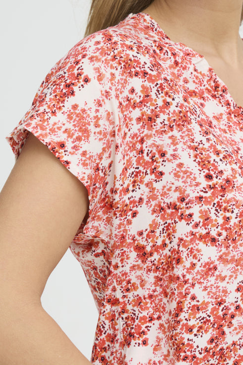 Fransa Womens S. Floral Hibiscus Red FRMERLE Printed Viscose Blouse 20617549