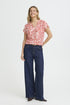 Fransa Womens S. Floral Hibiscus Red FRMERLE Printed Viscose Blouse 20617549