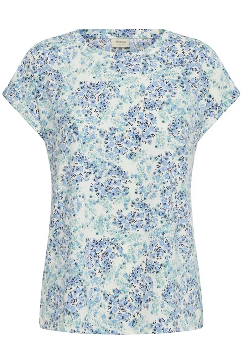 Fransa Womens S. Floral Hydrangea Blue FRSEEN Printed T-Shirt 20617629