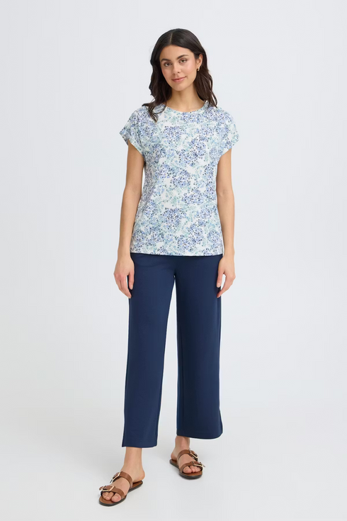Fransa Womens S. Floral Hydrangea Blue FRSEEN Printed T-Shirt 20617629