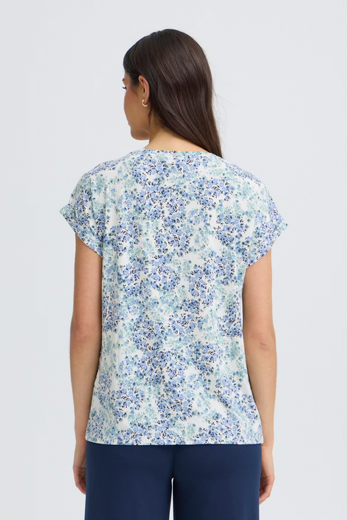 Fransa Womens S. Floral Hydrangea Blue FRSEEN Printed T-Shirt 20617629