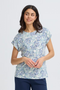 Fransa Womens S. Floral Hydrangea Blue FRSEEN Printed T-Shirt 20617629