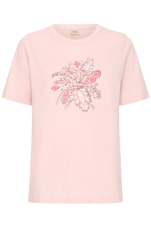 Fransa Womens Lotus Pink FRFELICIA Botanical Print Cotton T-Shirt 20617656
