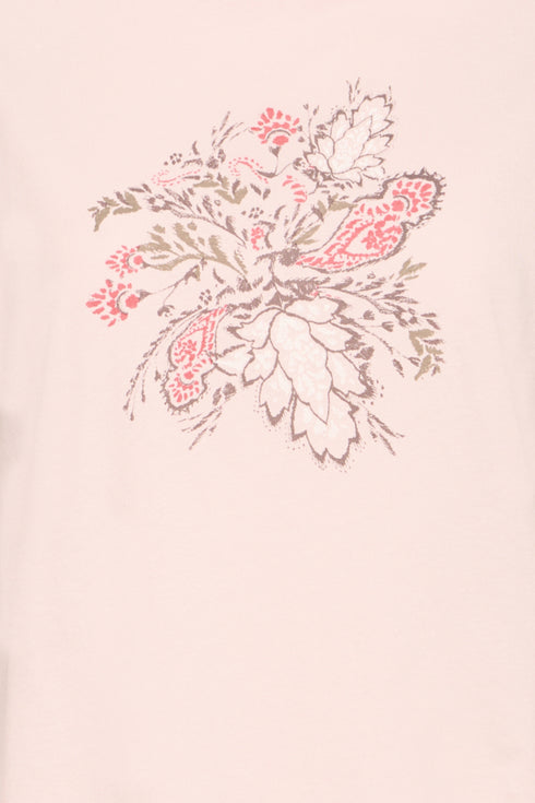 Fransa Womens Lotus Pink FRFELICIA Botanical Print Cotton T-Shirt 20617656