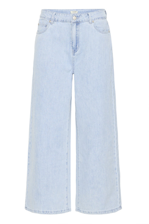 Fransa Womens Light Blue Denim FRLISE Wide Leg 7/8 Jeans 20617661