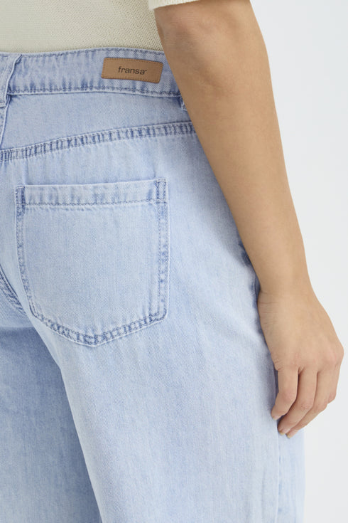 Fransa Womens Light Blue Denim FRLISE Wide Leg 7/8 Jeans 20617661