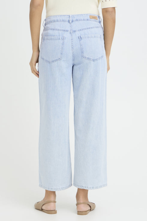 Fransa Womens Light Blue Denim FRLISE Wide Leg 7/8 Jeans 20617661