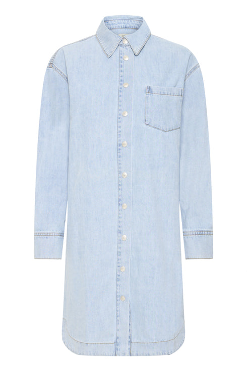 Fransa Womens Light Blue Denim FRLISE Long Sleeve Shirt Dress 20617662