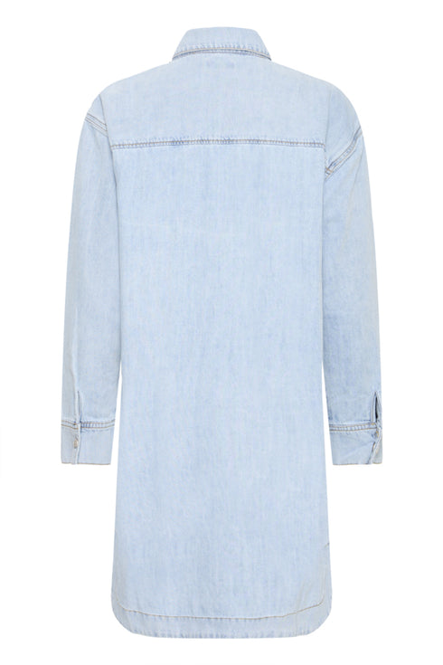 Fransa Womens Light Blue Denim FRLISE Long Sleeve Shirt Dress 20617662