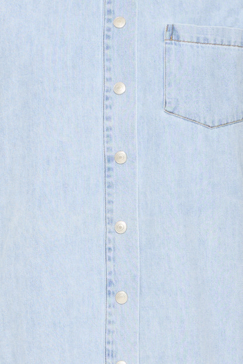 Fransa Womens Light Blue Denim FRLISE Long Sleeve Shirt Dress 20617662