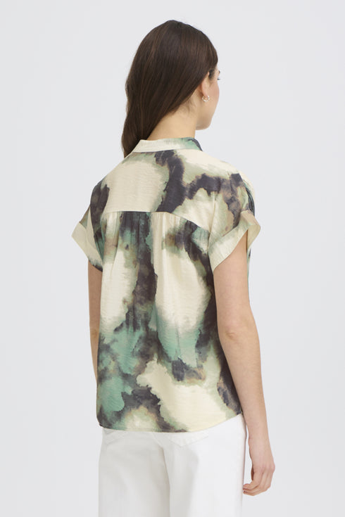 Fransa Womens Boho Smoke FRAYLA Abstract Open Collar Blouse 20617672