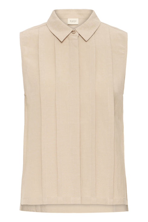 Fransa Womens Savannah Tan FRADAH Sleeveless Stitched Panel Blouse 20617680