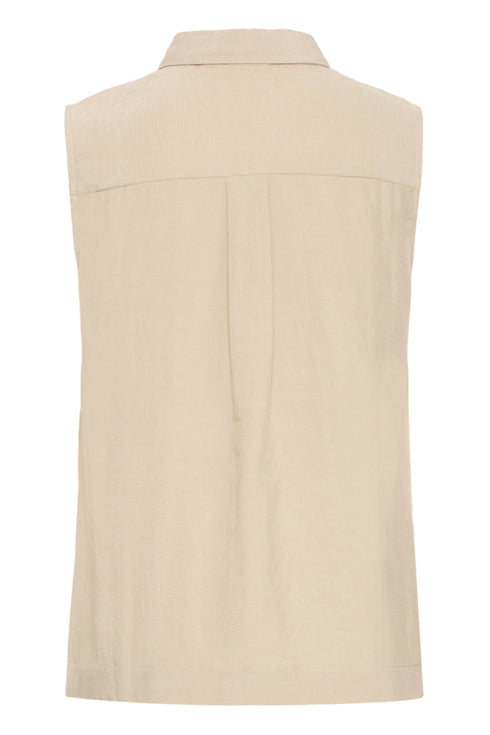 Fransa Womens Savannah Tan FRADAH Sleeveless Stitched Panel Blouse 20617680
