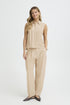 Fransa Womens Savannah Tan FRADAH Sleeveless Stitched Panel Blouse 20617680
