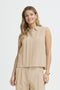Fransa Womens Savannah Tan FRADAH Sleeveless Stitched Panel Blouse 20617680