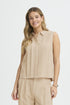 Fransa Womens Savannah Tan FRADAH Sleeveless Stitched Panel Blouse 20617680
