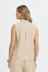 Fransa Womens Savannah Tan FRADAH Sleeveless Stitched Panel Blouse 20617680
