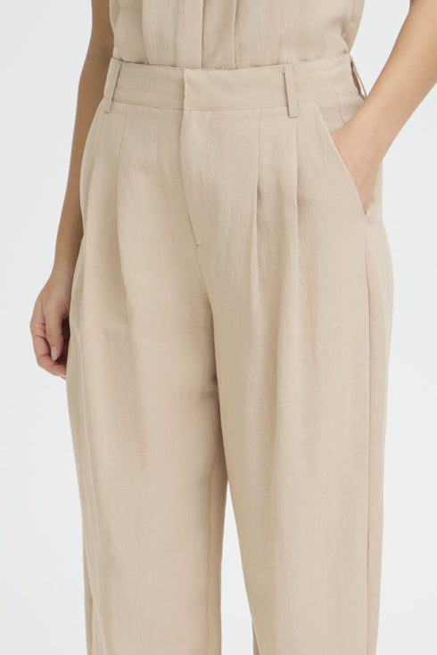 Fransa Womens Savannah Tan FRADAH Pleated Barrel Leg Trousers 20617681