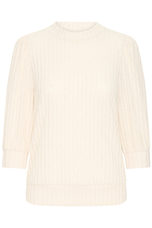 Fransa Damia 3/4 Sleeve Knit Top in Oatmeal Melange – 20617793