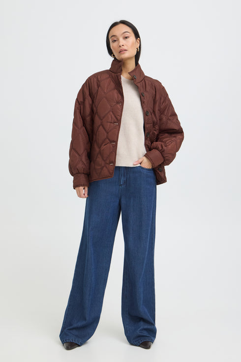 Fransa Womens Agate Quilted Jacket Rum Raisin / Red - 20617827