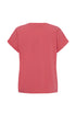 Fransa Womens Honeysuckle Red FRFEBA V-Neck Stretch Cotton T-Shirt 20617875