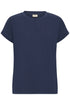 Fransa Womens Navy FRFEBA V-Neck Stretch Cotton T-Shirt 20617875