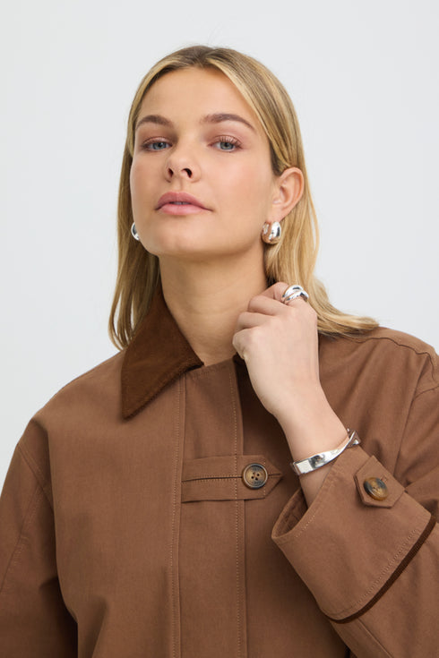 Fransa Womens Alicia Midi Length Coat 20617911 - Rain Drum