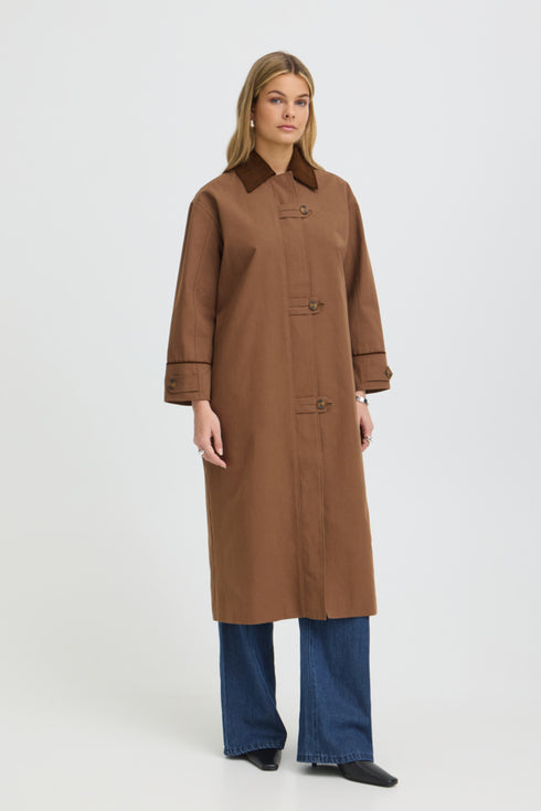 Fransa Womens Alicia Midi Length Coat 20617911 - Rain Drum