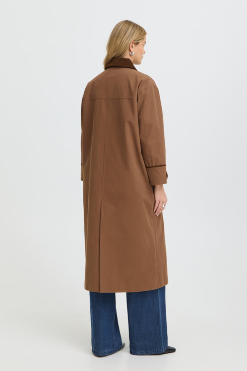 Fransa Womens Alicia Midi Length Coat 20617911 - Rain Drum