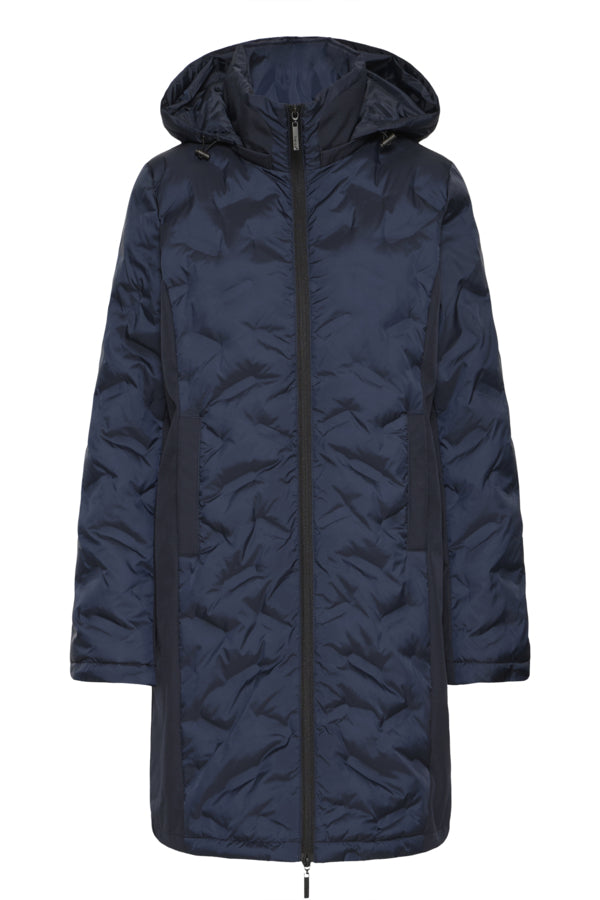 Fransa FRBELIZE Longline Hooded Padded Jacket 20617912 - Salute Blue