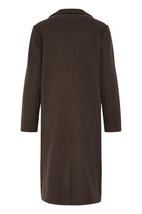Fransa FQADELAY Double-Breasted Wool Blend Coat 20617938 - Hot Fudge Melange