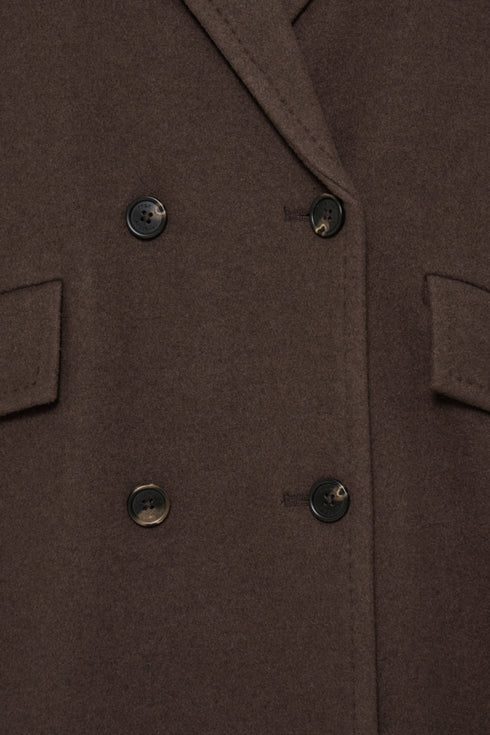 Fransa FQADELAY Double-Breasted Wool Blend Coat 20617938 - Hot Fudge Melange