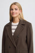 Fransa FQADELAY Double-Breasted Wool Blend Coat 20617938 - Hot Fudge Melange