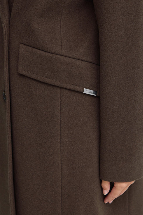 Fransa FQADELAY Double-Breasted Wool Blend Coat 20617938 - Hot Fudge Melange