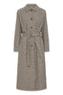 Fransa FQANTONETTE Belted Checked Midi Coat 20617971 - Tobacco Brown / Ice Water Check