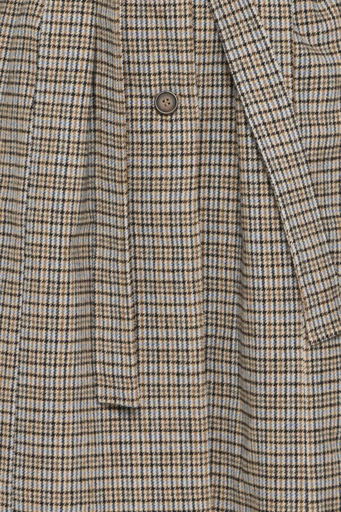 Fransa FQANTONETTE Belted Checked Midi Coat 20617971 - Tobacco Brown / Ice Water Check