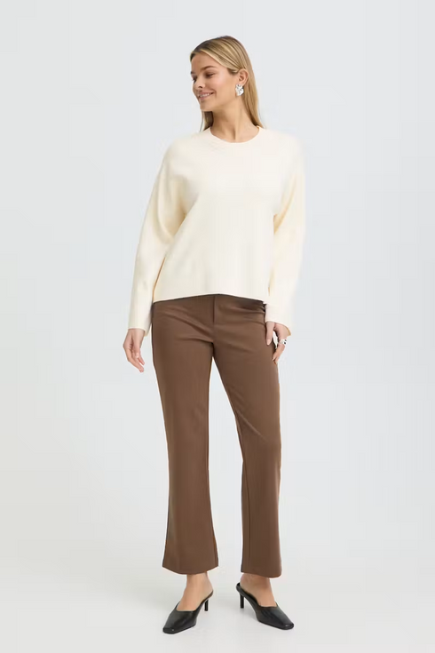 Fransa Womens Vera Relaxed Fit Knitted Pullover 20617999 - Whisper White