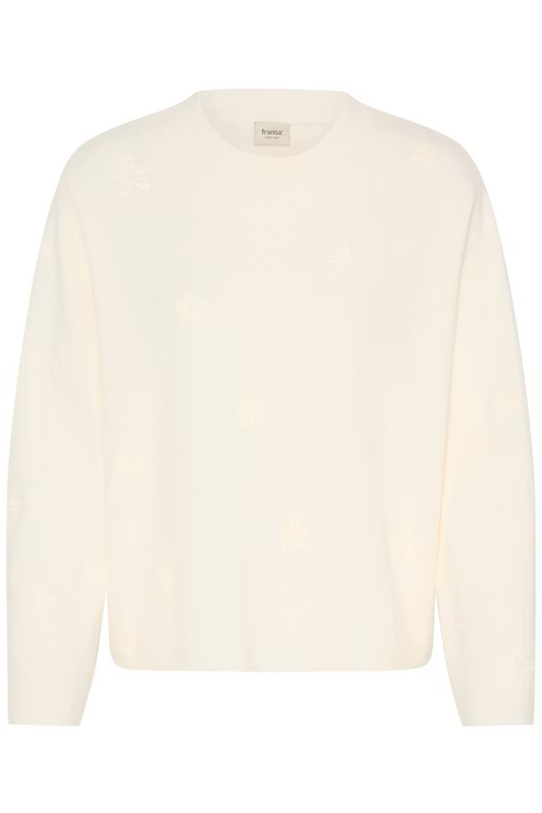 Fransa Womens Vera Relaxed Fit Knitted Pullover 20617999 - Whisper White