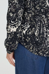 Fransa Womens Flowa V-Neck Blouse 20618003 - Ethnic Stencil Salute Blue