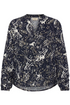 Fransa Womens Flowa V-Neck Blouse 20618003 - Ethnic Stencil Salute Blue